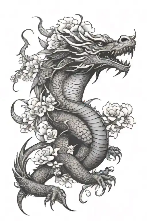 Dragon Samurai Flowers