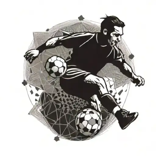 A Dynamic Futsal Player Kicking A Soccer Ball With Intricate Geometric Patterns