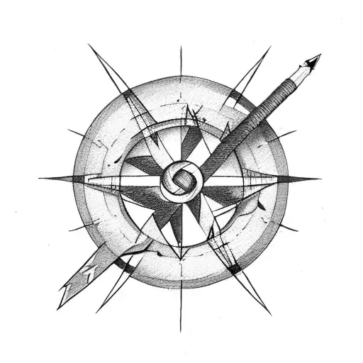 Arrow With A Half Compass And A Book Intertwined