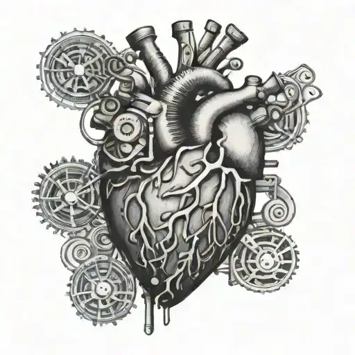 An Anatomical Heart Made Of Car Parts With Musical Instruments Intertwined