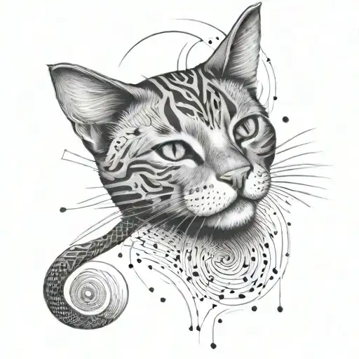 An Anatomical Study Of A Cat With Musical Notes Flowing Through Its Body