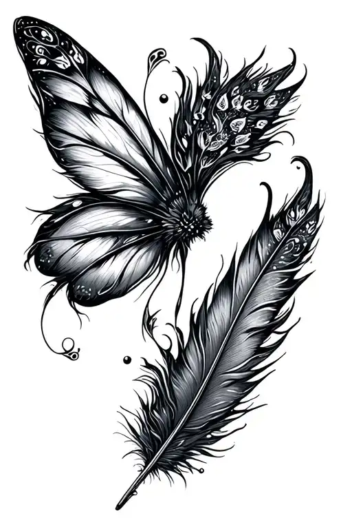 Feather With Fairy Surrounded