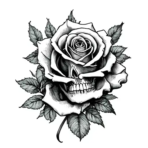 Skeleton Middle Index Thumb Finger Separate By A Line With Rose Made By Money On Back Hand