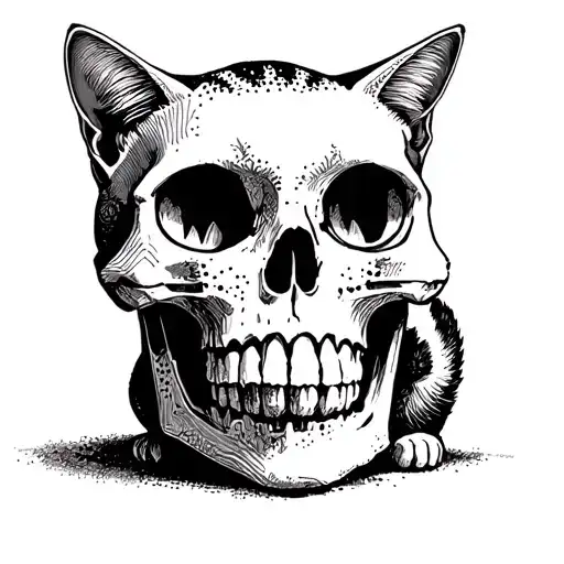 Cat Sitting On A Skull