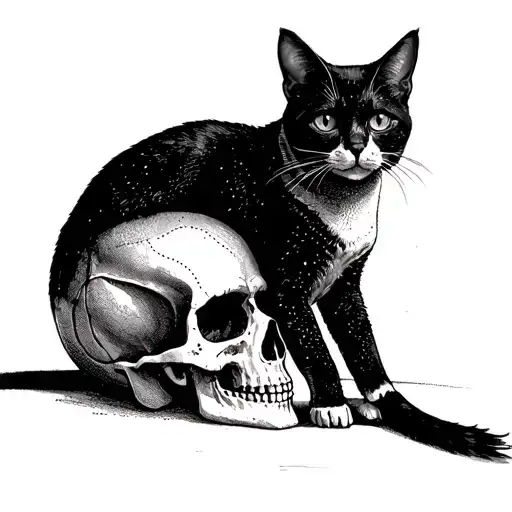Cat Sitting On Top Of A Skull