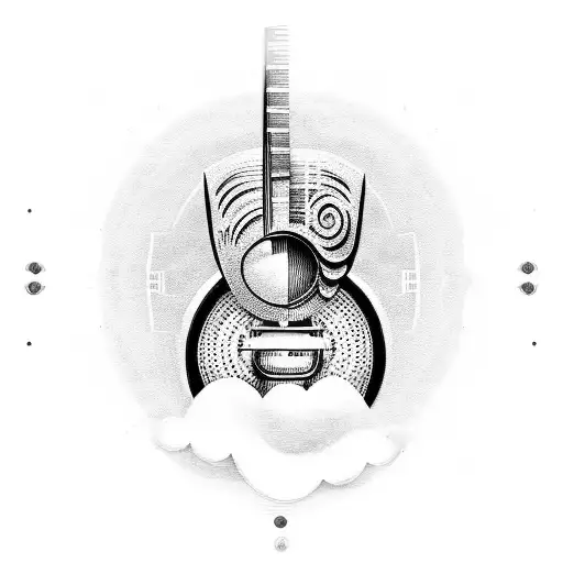 Resonator Guitar With Clouds