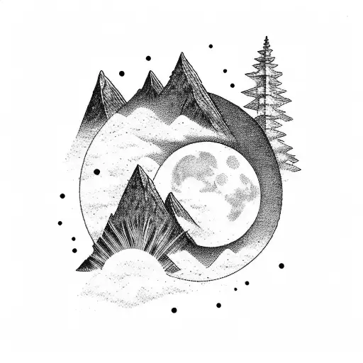 Forest Mountains Moon