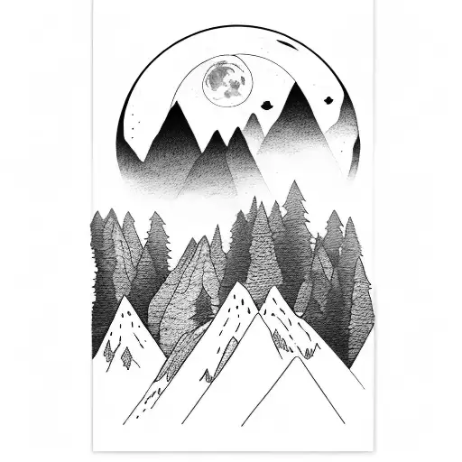 Forest Mountains Moon