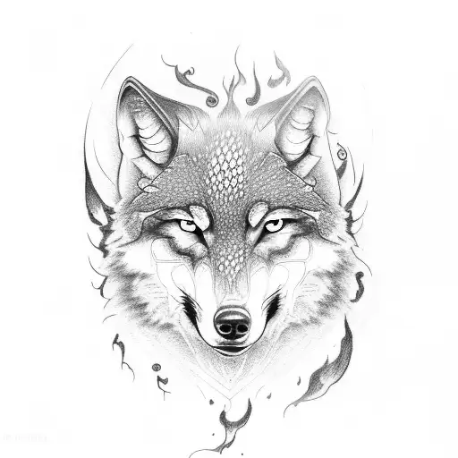 Wolf Scull Blue Flames