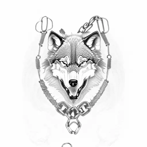 Chained Wolf And Dragon Heads