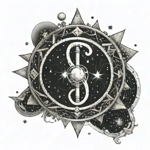 Moon And Stars Forming A Stethoscope With A Manifestation Symbol In The Center