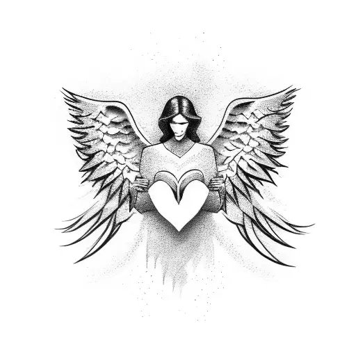 The Word Mama With Angel Wings Each End