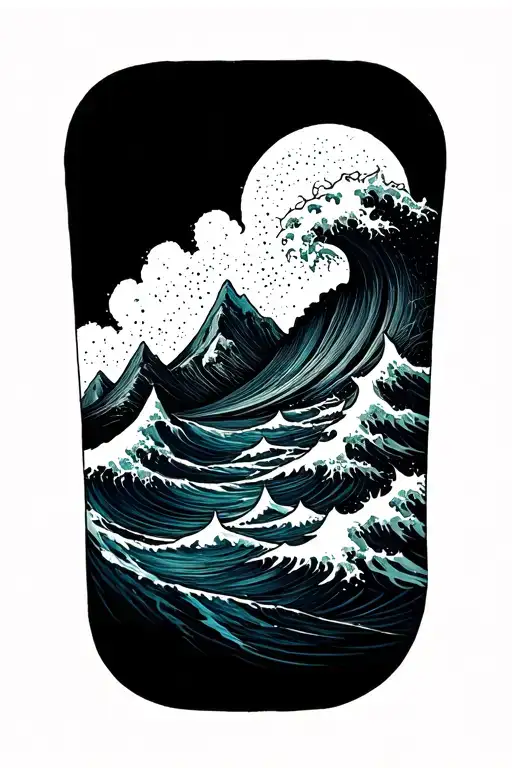 A Verticle Line Mountains With Ocean Wave