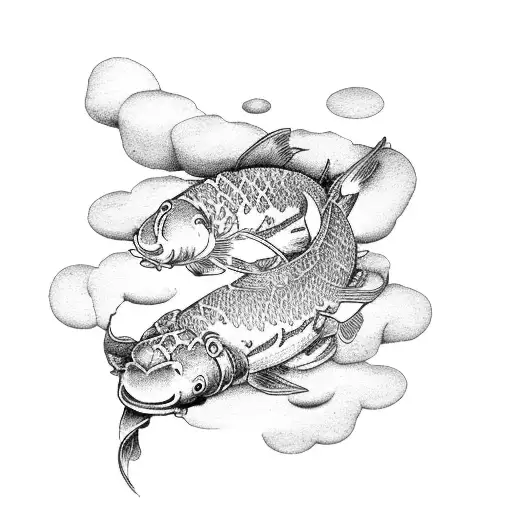 Bible Scripture Surrounded By Clouds And Koi Fish