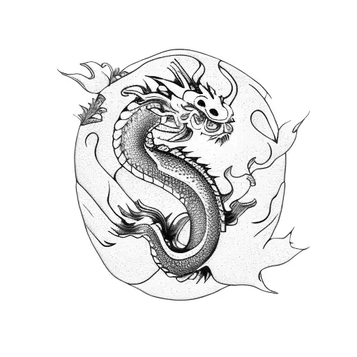 Asian Dragon And Koi Fish Flying
