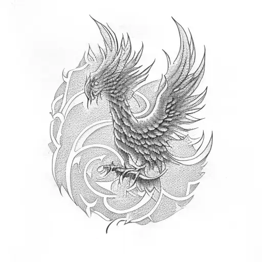 Phoenix Rising On Left Side Of Chest Towards Shoulder