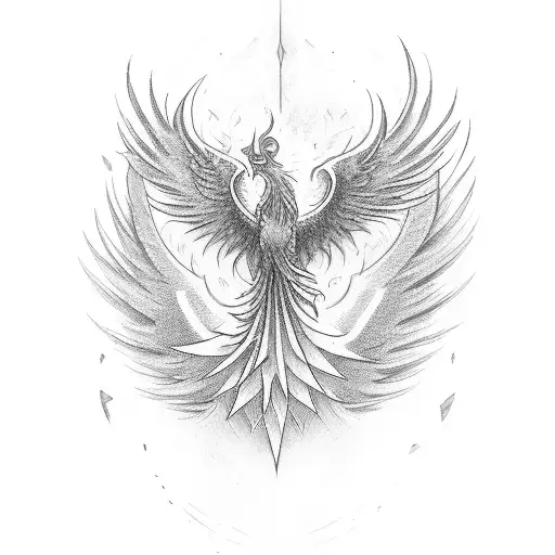 Phoenix Rising On Left Side Showing Only One Wing