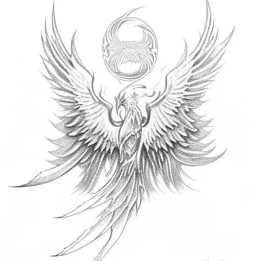 Phoenix Rising With Both Wings On One Side