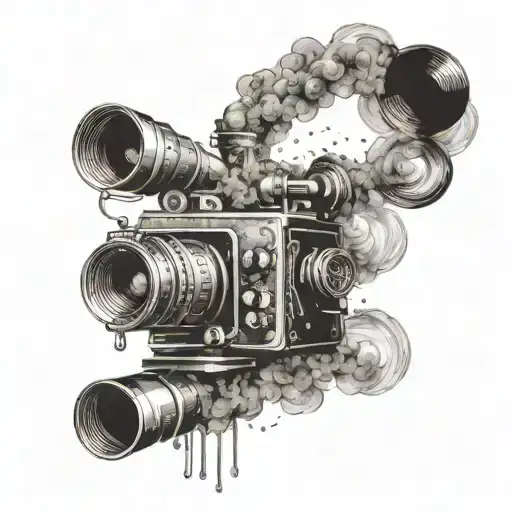 An Abstract Composition Of Cigarette Smoke Forming Into A Silhouette Of A Vintage Movie Camera