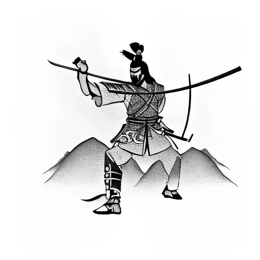 Silhouette Of A Samurai In A Bamboo Forest
