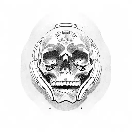 Black Skull In Tank Helmet
