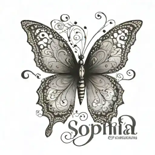 A Beautiful And Intricate Butterfly Design Incorporating The Name Sophia
