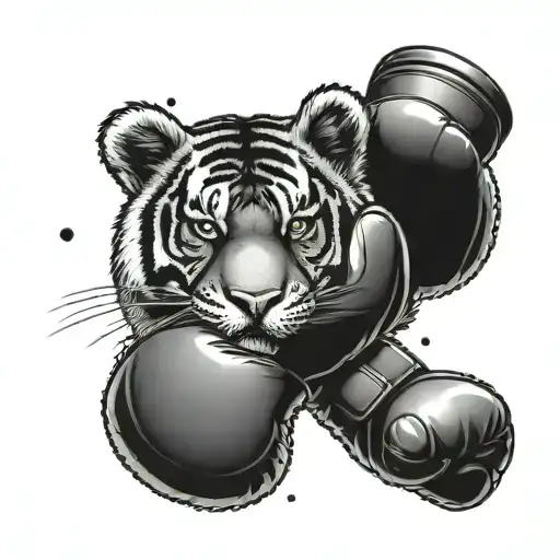 A Police Badge With A Tiger And Boxing Gloves Intertwined In The Design