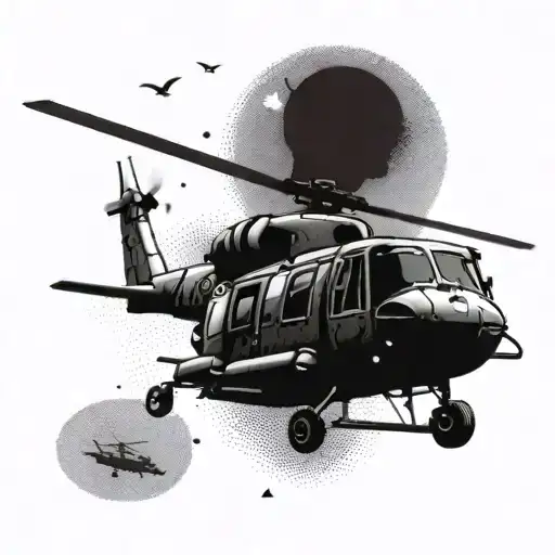 Soldier And Military Helicopter
