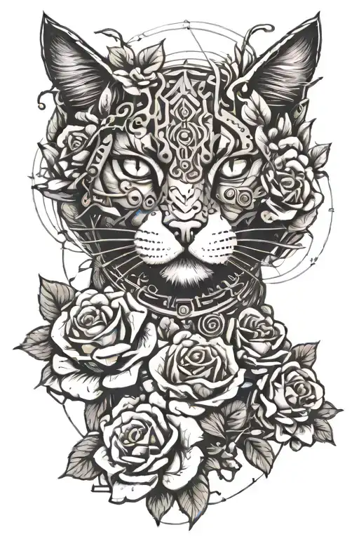 Cat Cyberpunk Roses Blooming Flowers
