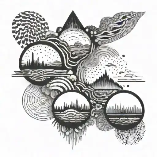 An Abstract Representation Of Sound Waves Morphing Into Different Landscapes From Around The World