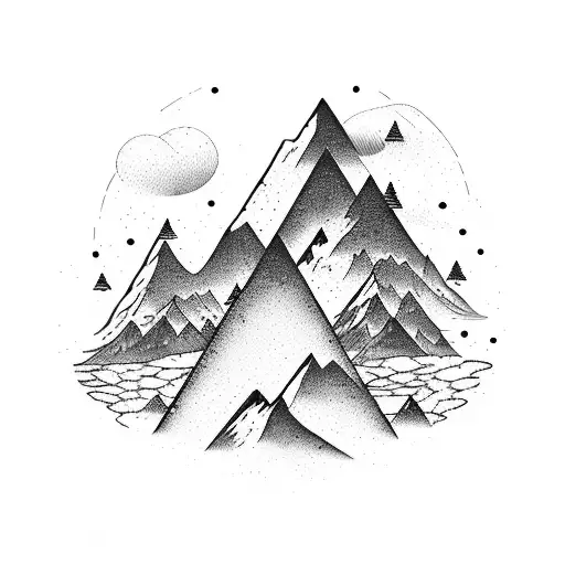 Mountain And Forest With Rose Of Wind