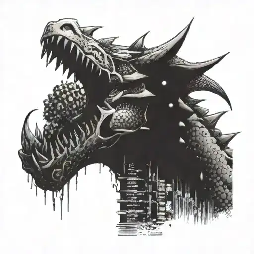 A Futuristic Cyberpunk Scene With A Gum Chewing Dragon