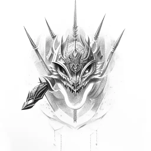 Caballero Con Armadura De Lobo Y Espada De Dragon