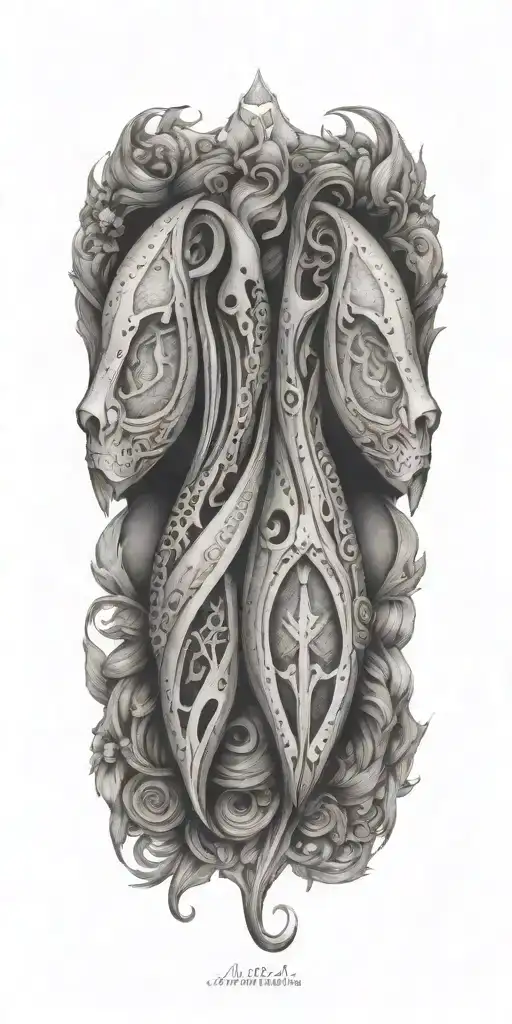 Couples Tatoo Representing Two Sides