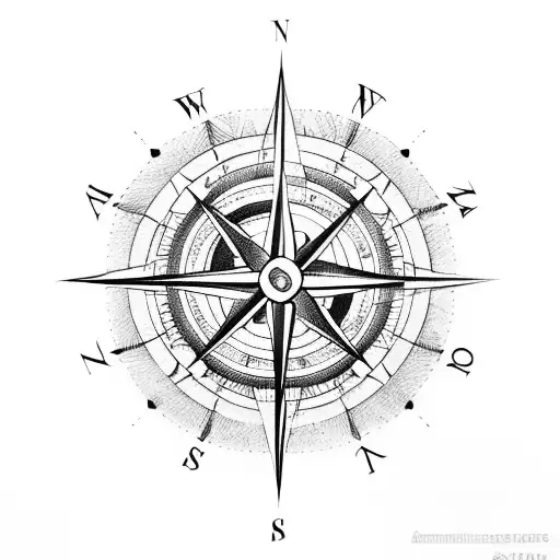 Compass With Latitude Point Of Interest