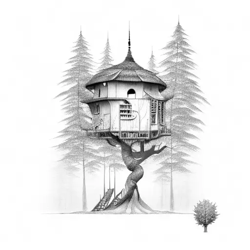 Bonsaii Tree With A Tree House