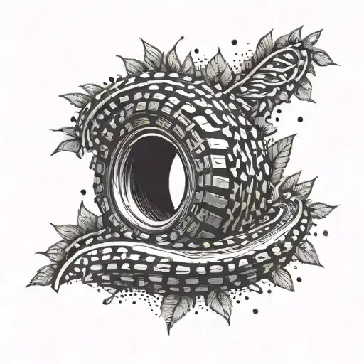 A Collection Of Off-road Vehicle Tire Tracks Forming The Shape Of A Melisa Plant