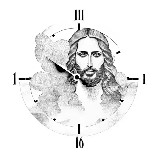 Jesus With A Clock Behind Him