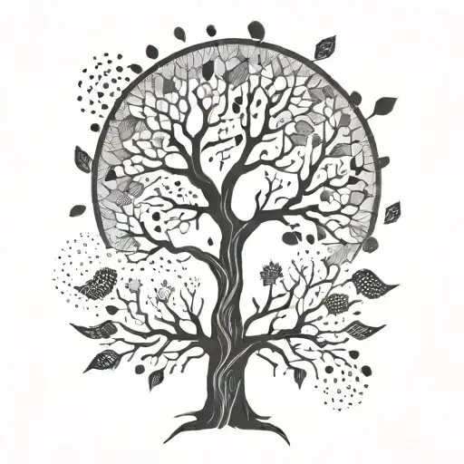 An Abstract Tree Tattoo With Intricate Geometric Patterns Representing The Branches And Leaves
