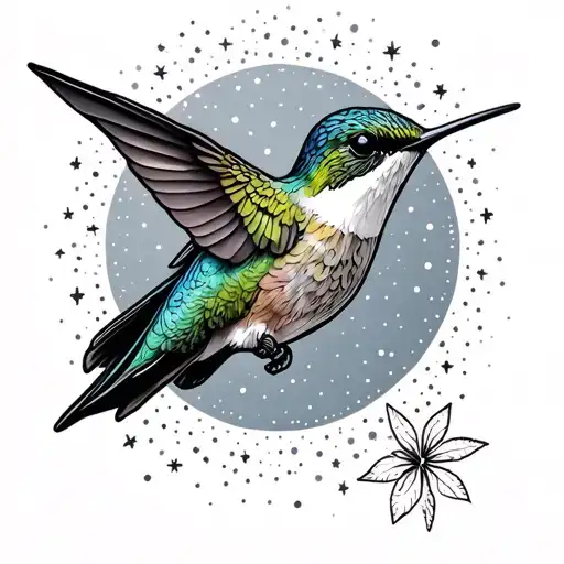 Hummingbird With A Desert Sky Filled With Stars