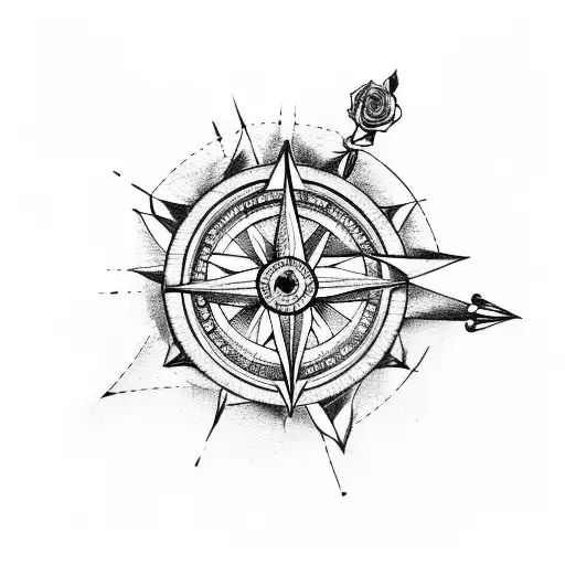 Rose With Arrow And A Compass