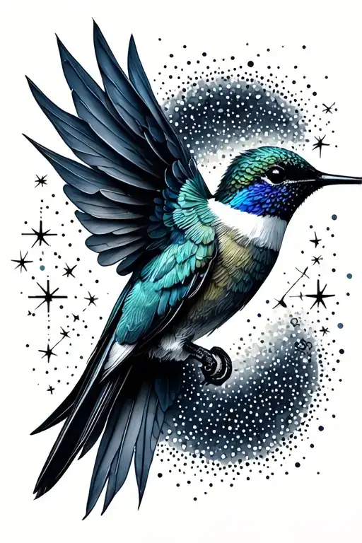 Peruvian Hummingbird Surrounded By Constellations