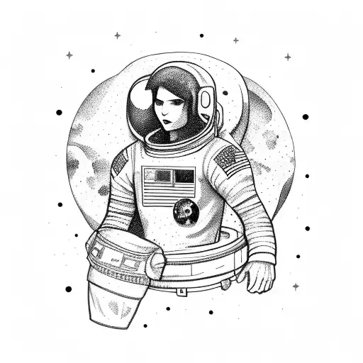 Astronaut In Spacesuit Driving Convertible Mustang