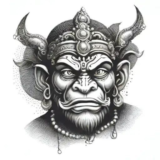 Hanuman Face Good Half Evil