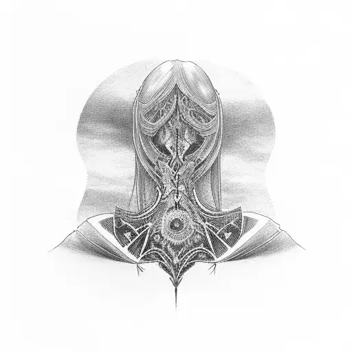 The Word Proliforate In Dark Gothic Lettering Across A Woman's Upper Back