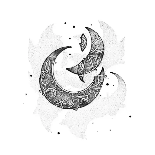 Crescent Moon Chains Tribal Fineline