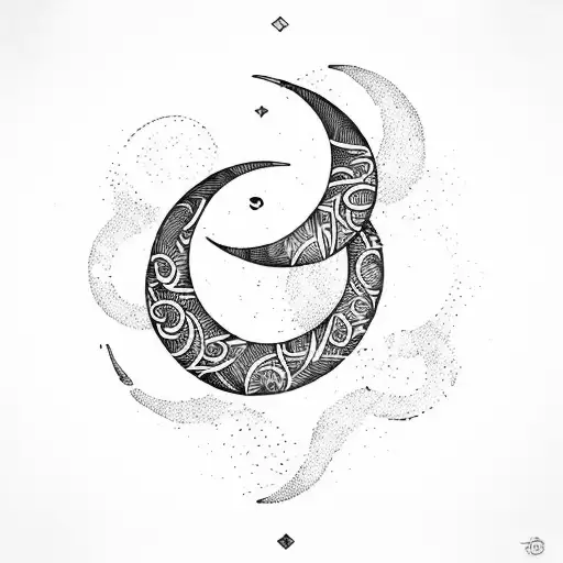 Crescent Moon Chains Tribal Fineline