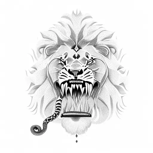 Lion With Snake In Mouth