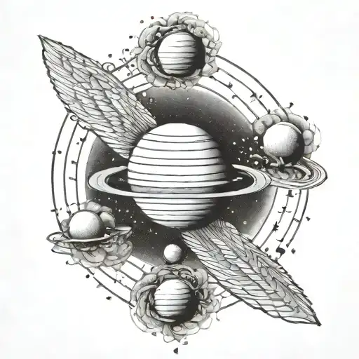 Saturn Wings Wrapped Around The Moon