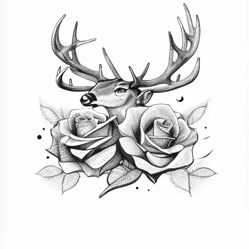 Deer Antlers With Pink Roses